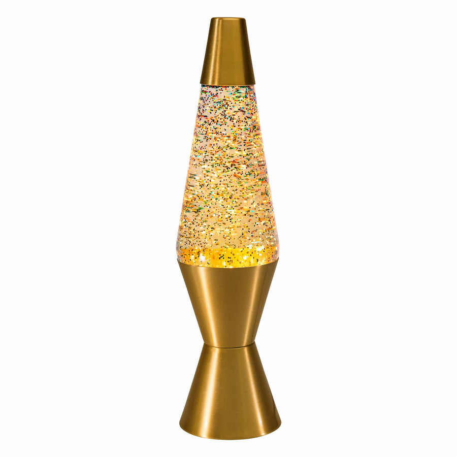 14.5″ LAVA LAMP RAINBOW GLITTER – CLEAR/GOLD I8